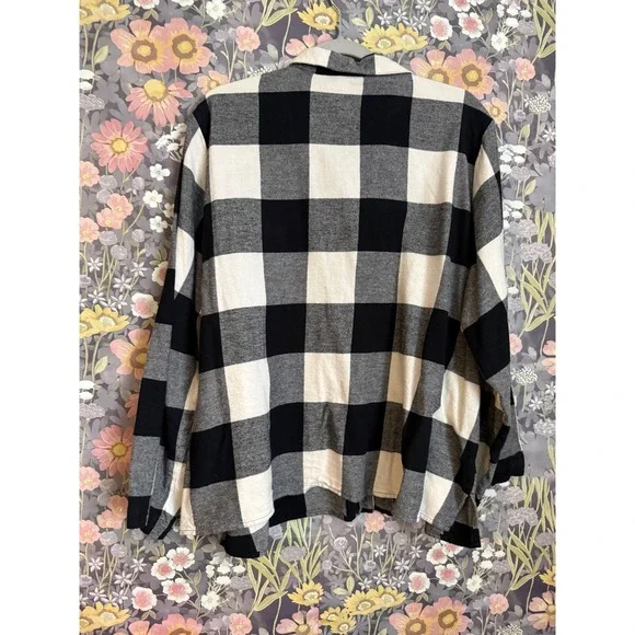 Old Navy Black White Buffalo Check Plaid Button Up Pajama Top Shirt Women's XXL - Picture 2 of 7